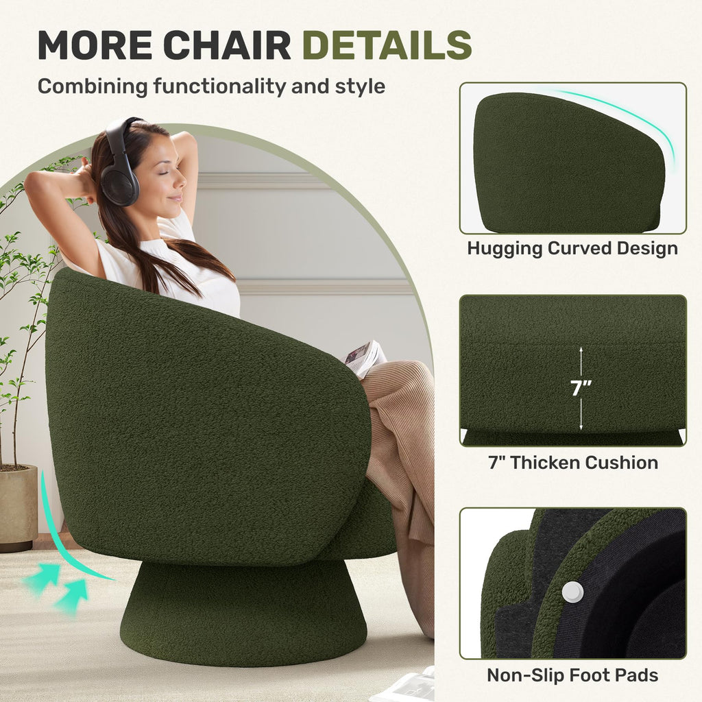 Green Set of 2 Swivel Barrel Accent Chairs S471708