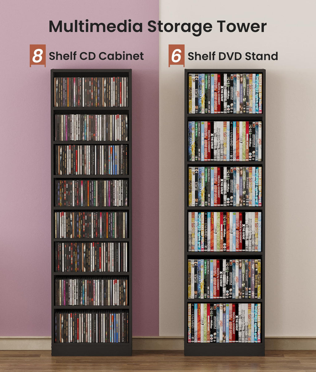 6 Tier Black Adjustable Media Shelf G917351