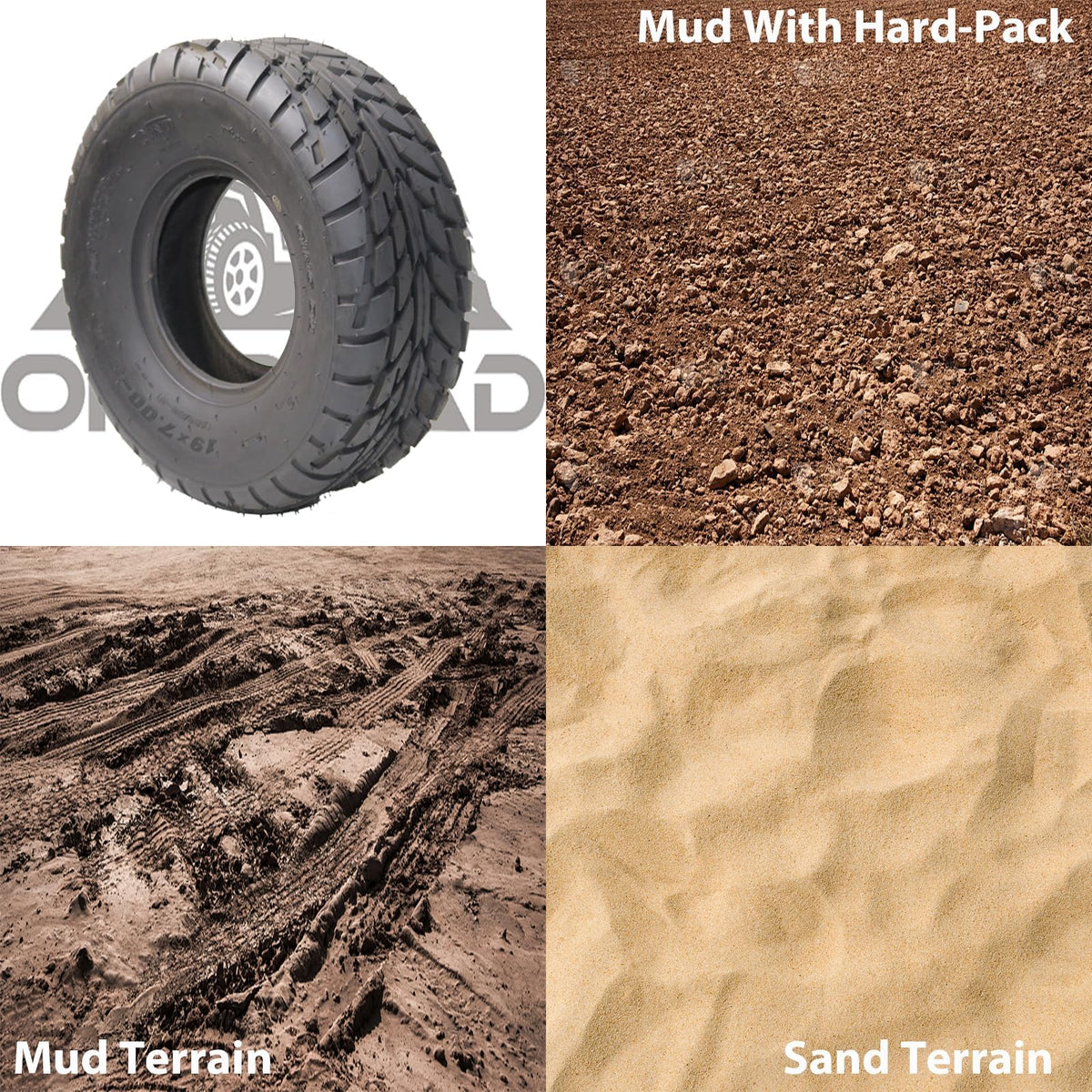 19x7-8 Set of 2 All Terrain Tubeless ATV Tires Q163219
