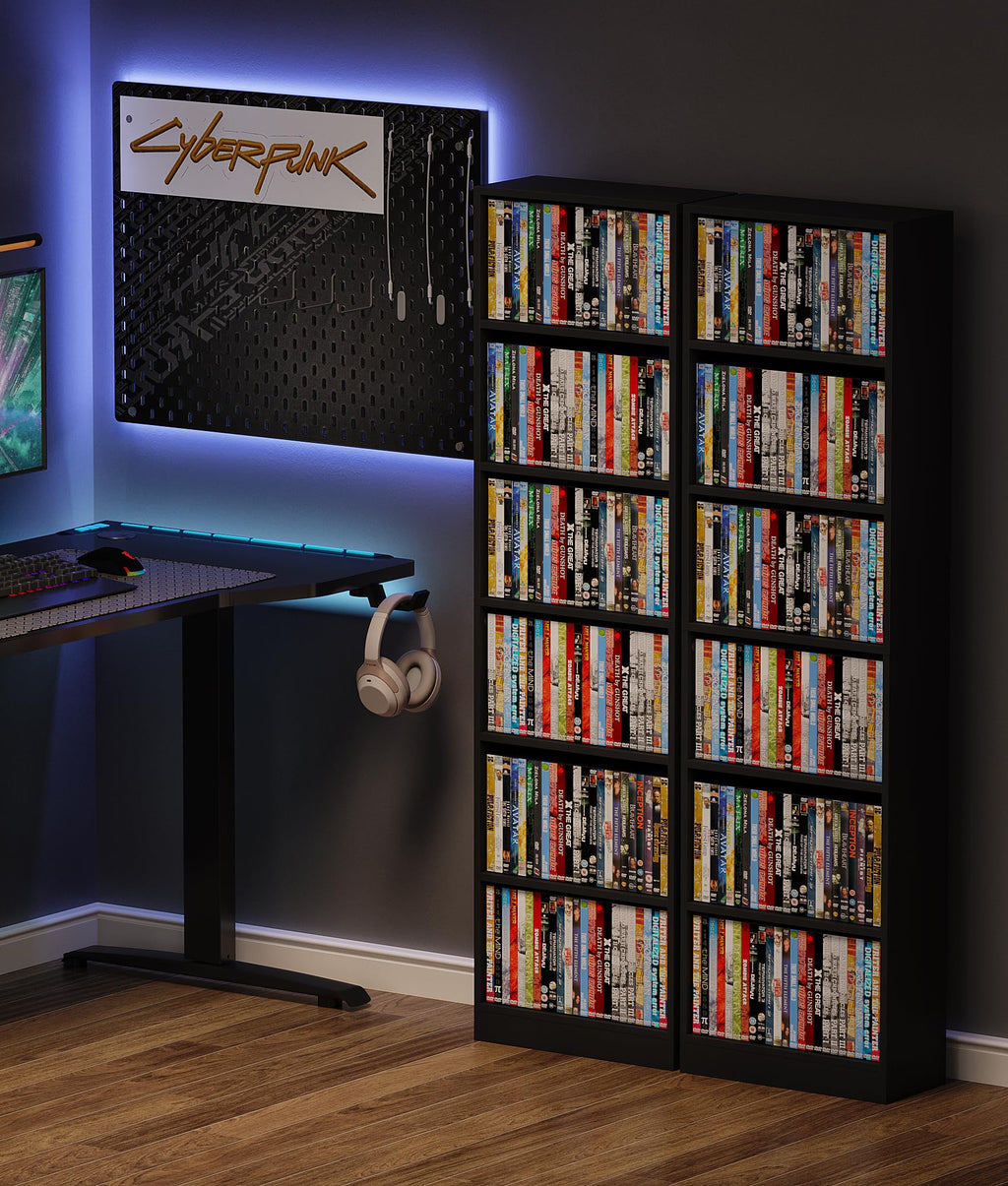 6 Tier Black Adjustable Media Shelf G917351