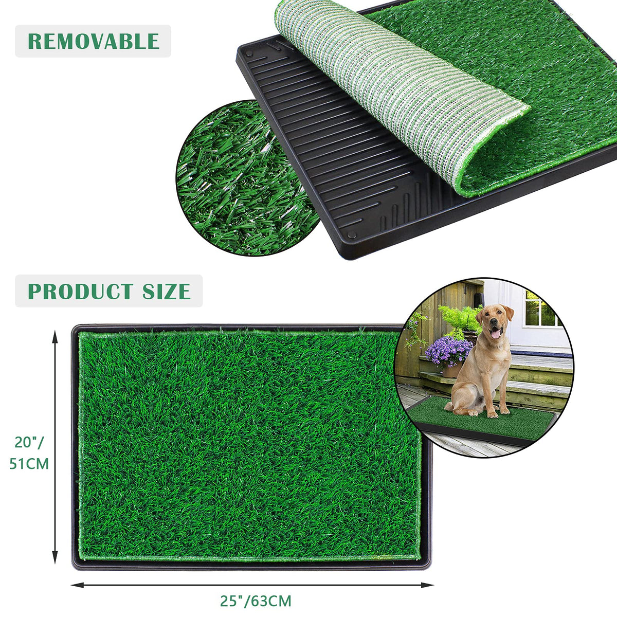 Large Dog Grass Pad with Tray and 2 Artificial Pee Grasses L5394