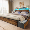Queen Bed Frame with Storage Headboard & 6 Drawers T763809