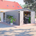 10x14 FT Waterproof Metal Storage Shed with 3 Lockable Doors F44035