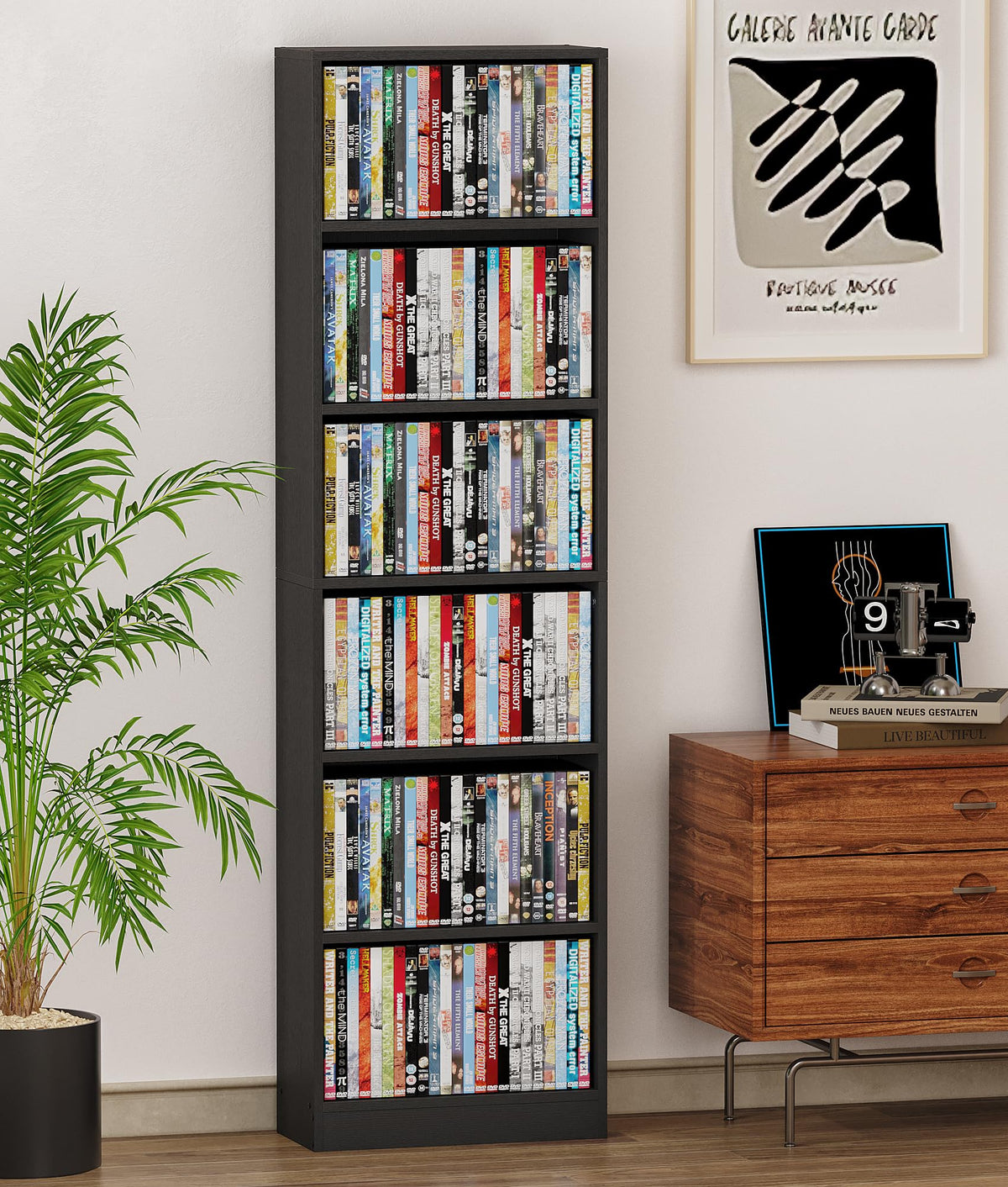 6 Tier Black Adjustable Media Shelf G917351