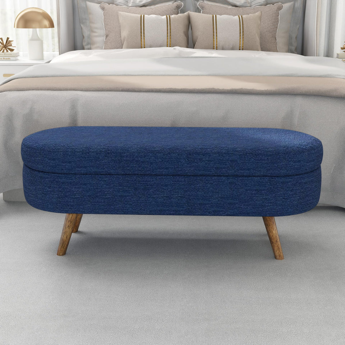 Oval Storage Bench with Rubber Wood Legs K46909