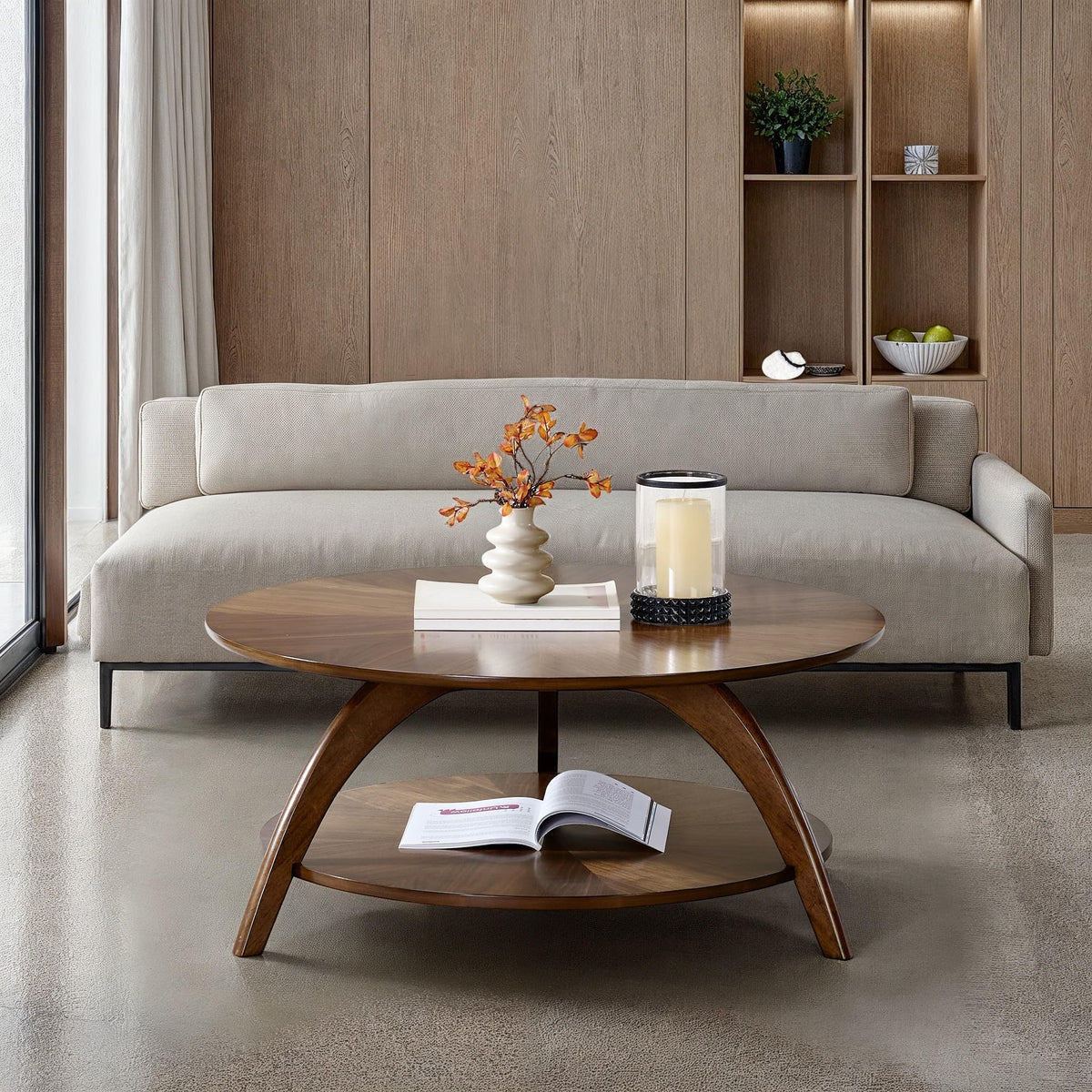 Round Wood Coffee Table D595451