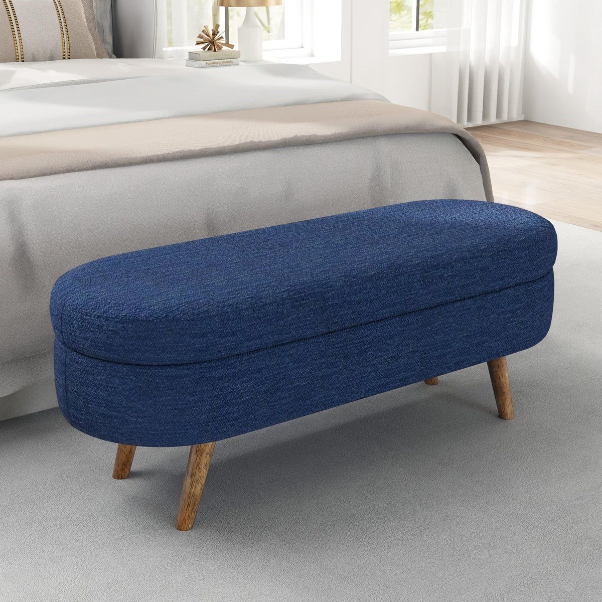 Oval Storage Bench with Rubber Wood Legs K46909