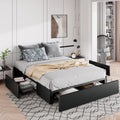 Queen Size Platform Storage Bed Frame with 3 Drawers, Black Y991