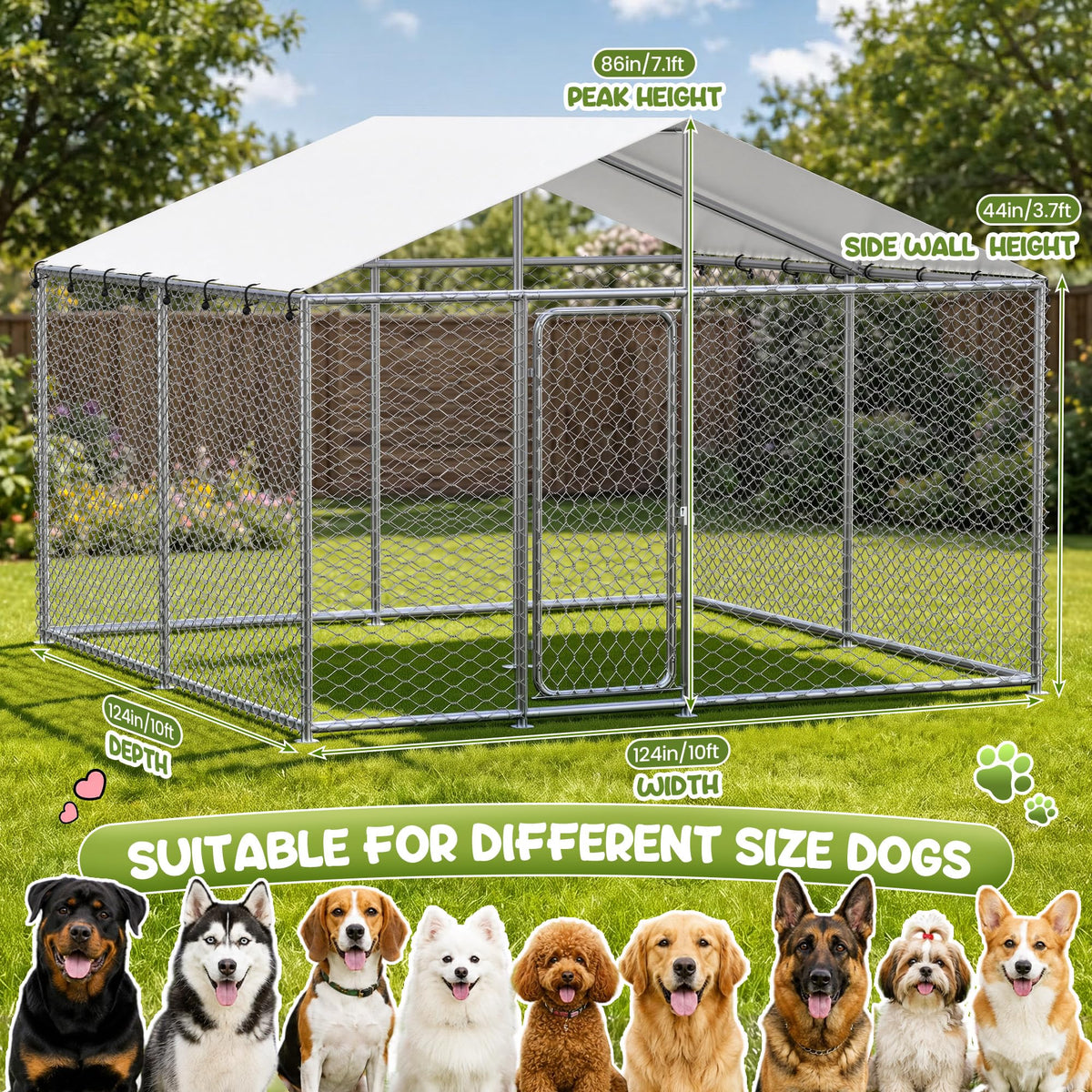 10x10 FT Heavy Duty Outdoor Dog Kennel T298