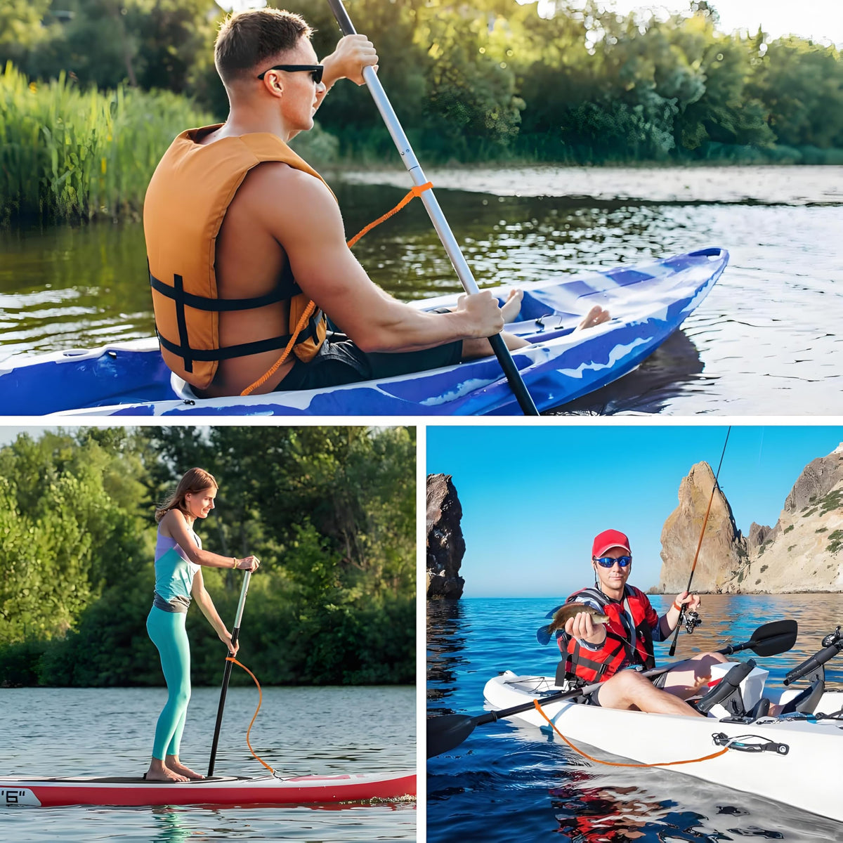 Kayak Paddle Leash 3-7 ft Stretchable Strap L930631